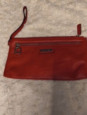 Calvin Klein Red Leather Wristlet Clutch